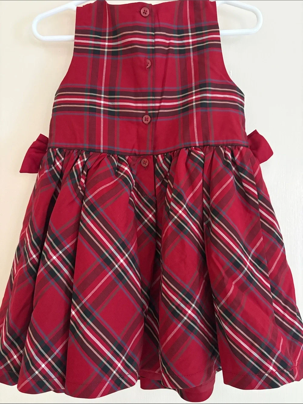 CARTERS Red Plaid Holiday Dress with Side Bows Size 2T